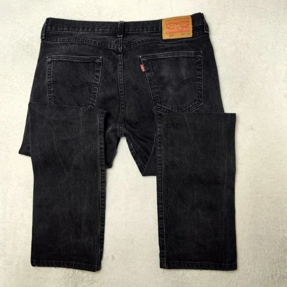 Levis 501 Jeans Mens 34x29 Black Straight Charcoal Wash Distressed Button Fly